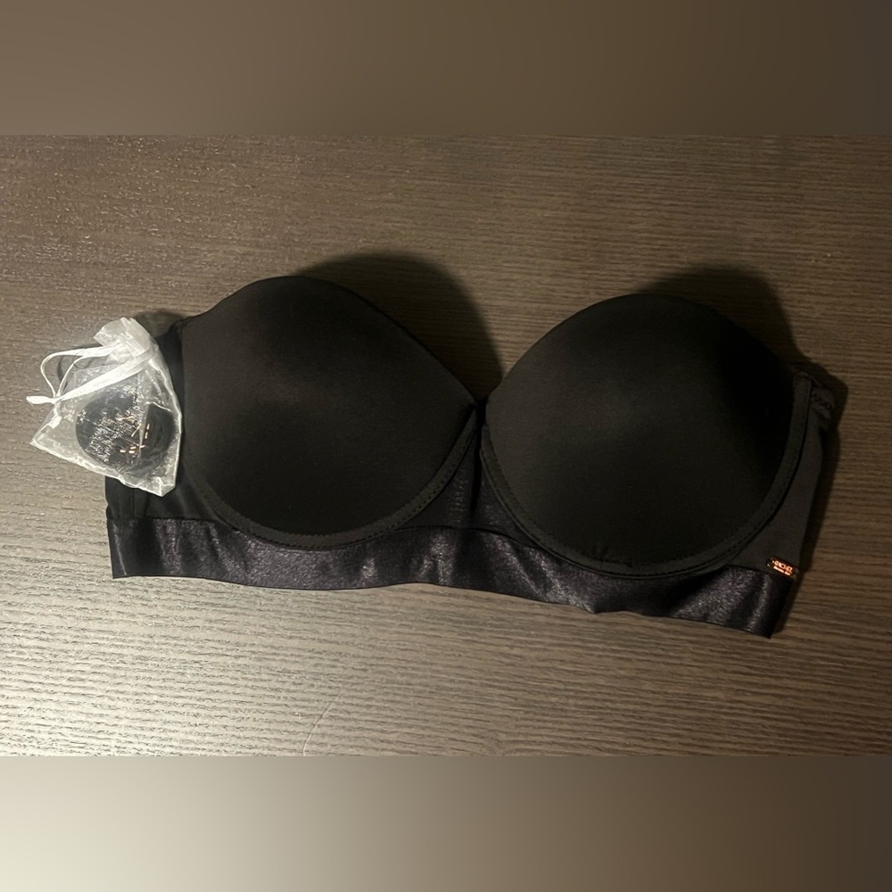 Rachel Black Satin Strapless Bra